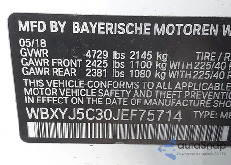 2018 BMW X2 xDrive28I z USA, uszkodzony, nr VIN WBXYJ5C30JEF75714